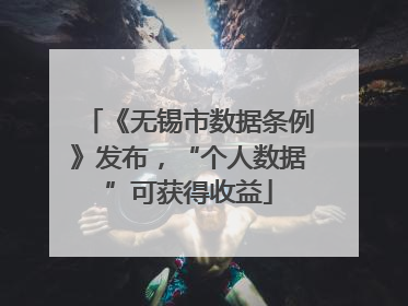 《无锡市数据条例》发布，“个人数据”可获得收益