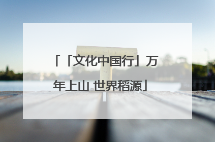 「文化中国行」万年上山 世界稻源