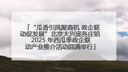 “瓜香引凤聚商机 政企联动促发展”北京大兴庞各庄镇 2025 年西瓜季政企联动产业推介活动圆满举行