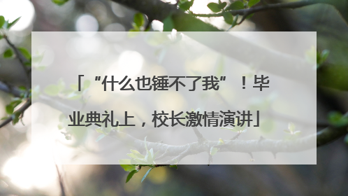 “什么也锤不了我”！毕业典礼上，校长激情演讲