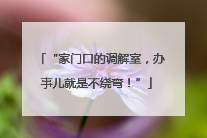 “家门口的调解室，办事儿就是不绕弯！”