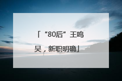“80后”王鸣昊，新职明确