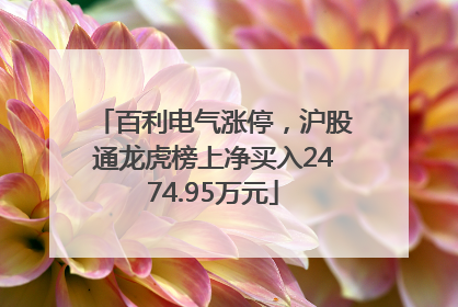 百利电气涨停，沪股通龙虎榜上净买入2474.95万元