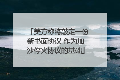 美方称将敲定一份新书面协议 作为加沙停火协议的基础