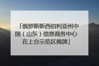 俄罗斯新西伯利亚州中国（山东）信息商务中心在上合示范区揭牌