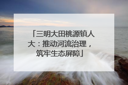 三明大田桃源镇人大：推动河流治理，筑牢生态屏障