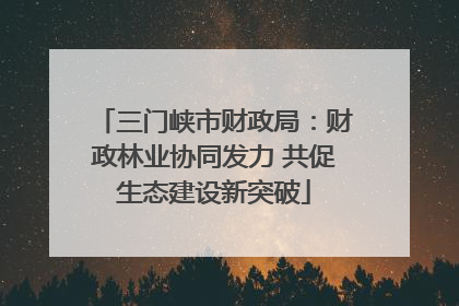 三门峡市财政局：财政林业协同发力 共促生态建设新突破