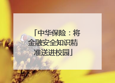 中华保险：将金融安全知识精准送进校园
