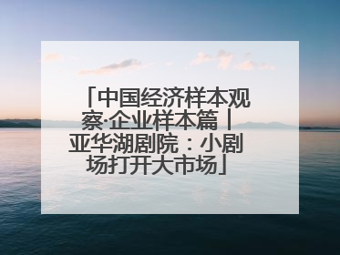 中国经济样本观察·企业样本篇︱亚华湖剧院：小剧场打开大市场