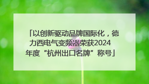 以创新驱动品牌国际化，德力西电气变频器荣获2024年度“杭州出口名牌”称号