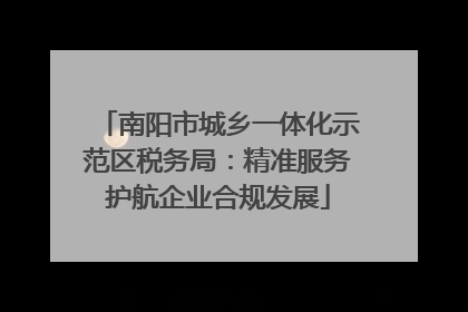 南阳市城乡一体化示范区税务局：精准服务护航企业合规发展
