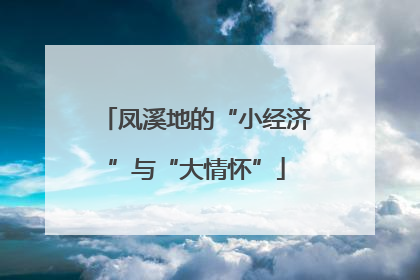 凤溪地的“小经济”与“大情怀”