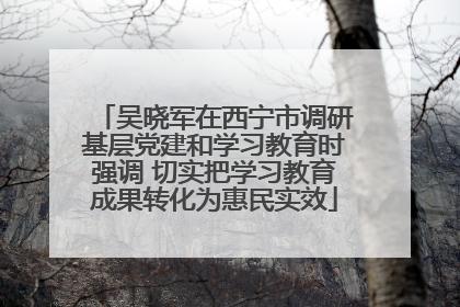 吴晓军在西宁市调研基层党建和学习教育时强调 切实把学习教育成果转化为惠民实效