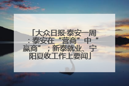 大众日报·泰安一周：泰安在“营商”中“赢商”；新泰就业、宁阳夏收工作上要闻