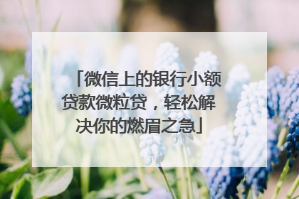 微信上的银行小额贷款微粒贷，轻松解决你的燃眉之急