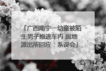 广西南宁一幼童被陌生男子抱进车内 属地派出所回应：系误会