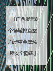 广西聚焦8个领域排查整治涉重金属环境安全隐患