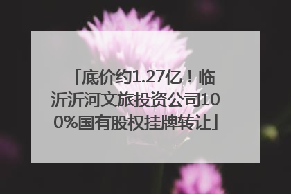 底价约1.27亿！临沂沂河文旅投资公司100%国有股权挂牌转让