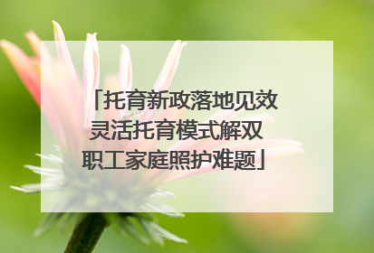 托育新政落地见效 灵活托育模式解双职工家庭照护难题