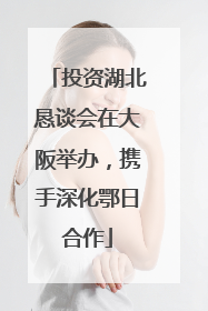 投资湖北恳谈会在大阪举办，携手深化鄂日合作