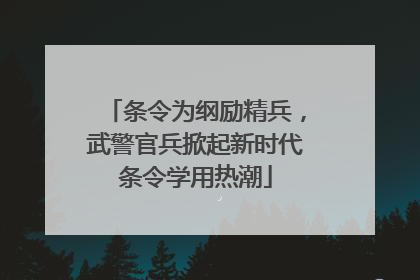 条令为纲励精兵，武警官兵掀起新时代条令学用热潮
