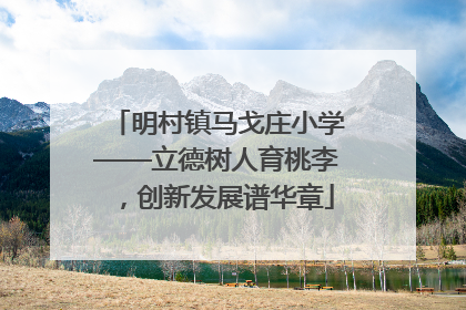 明村镇马戈庄小学——立德树人育桃李，创新发展谱华章