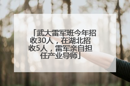 武大雷军班今年招收30人，在湖北招收5人，雷军亲自担任产业导师