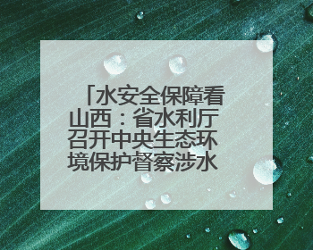 水安全保障看山西：省水利厅召开中央生态环境保护督察涉水问题边督边改工作推进会