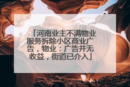 河南业主不满物业服务拆除小区商业广告，物业：广告并无收益，街道已介入