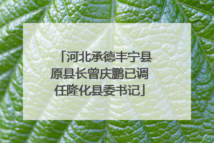 河北承德丰宁县原县长曾庆鹏已调任隆化县委书记