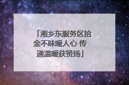 湘乡东服务区拾金不昧暖人心 传递温暖获赞扬