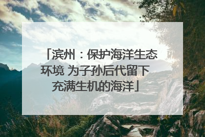 滨州：保护海洋生态环境 为子孙后代留下充满生机的海洋