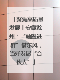 聚焦高质量发展丨安徽滁州：“融圈进群”借东风，当好发展“合伙人”