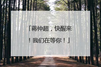 蒋仲超，快醒来！我们在等你！