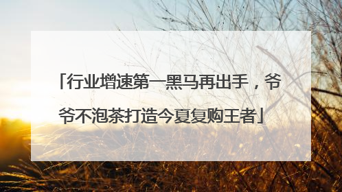 行业增速第一黑马再出手，爷爷不泡茶打造今夏复购王者