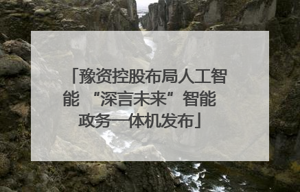 豫资控股布局人工智能 “深言未来”智能政务一体机发布