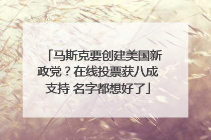马斯克要创建美国新政党？在线投票获八成支持 名字都想好了