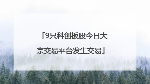 9只科创板股今日大宗交易平台发生交易